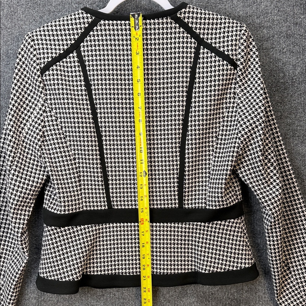 Calvin Klein Black and White Houndstooth Collarless Zip Jacket - Picture 12 of 12